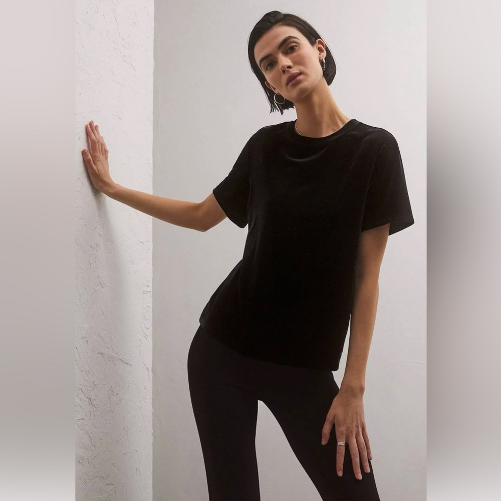 NWT Z Supply Simone Black Velvet Top Size Small